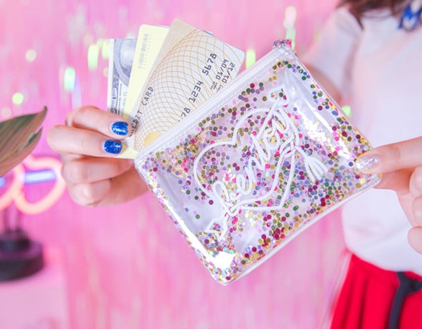 Sequins White Transparent Pouch By Bentoy