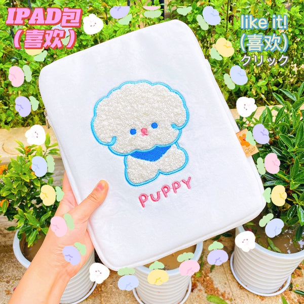 Hello Bear [White Puppy] Tablet Sleeve By Milkjoy