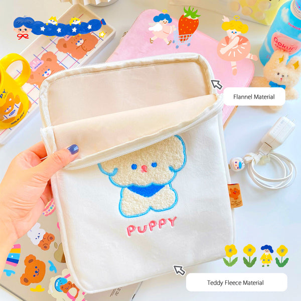 Hello Bear [White Puppy] Tablet Sleeve By Milkjoy