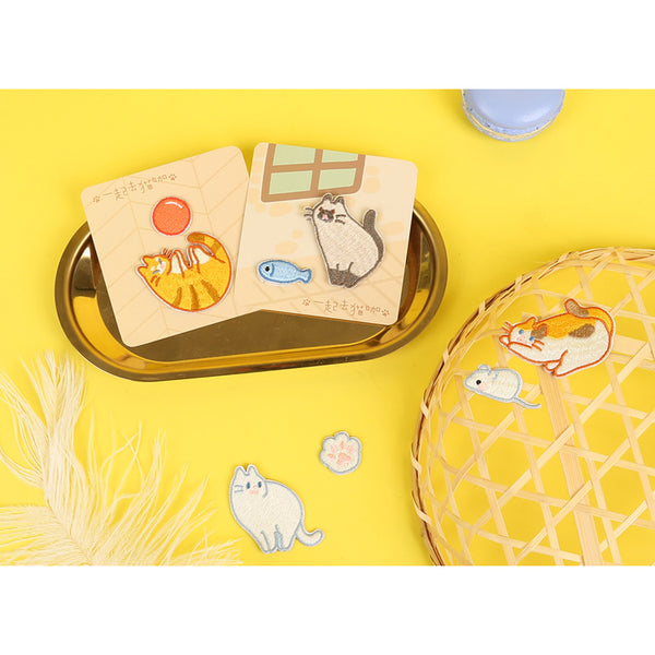 Hey Cat [Play Ball] Embroidered Sticker & Iron-On Patch