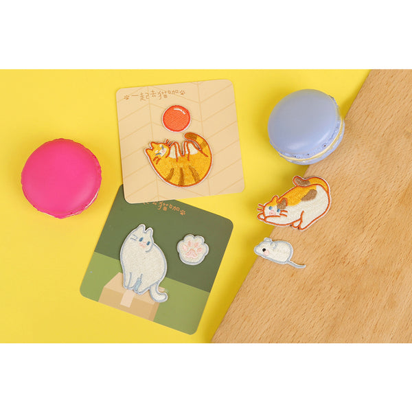 Hey Cat [Play Ball] Embroidered Sticker & Iron-On Patch
