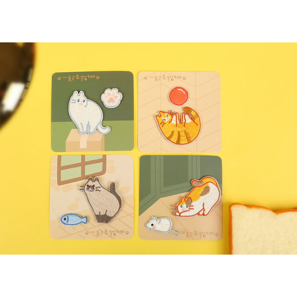 Hey Cat [Play Ball] Embroidered Sticker & Iron-On Patch