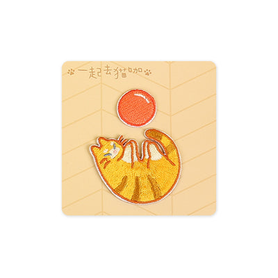 Hey Cat [Play Ball] Embroidered Sticker & Iron-On Patch