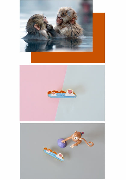 Japanese Style [Hot Spring Monkey] Enamel Pin By 生活日记