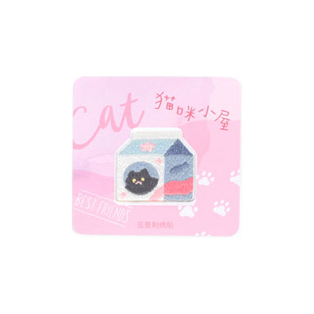 House of Cats [ Cat in Packet Milk ] Embroidered Sticker & Iron-On Patch