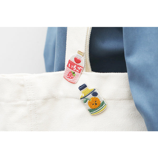 Japanese Drink [ Strawberry Milk ] Embroidered Sticker & Iron-On Patch