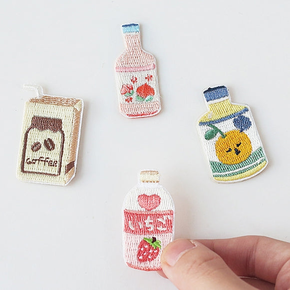 Japanese Drink [ Peach Soda ] Embroidered Sticker & Iron-On Patch
