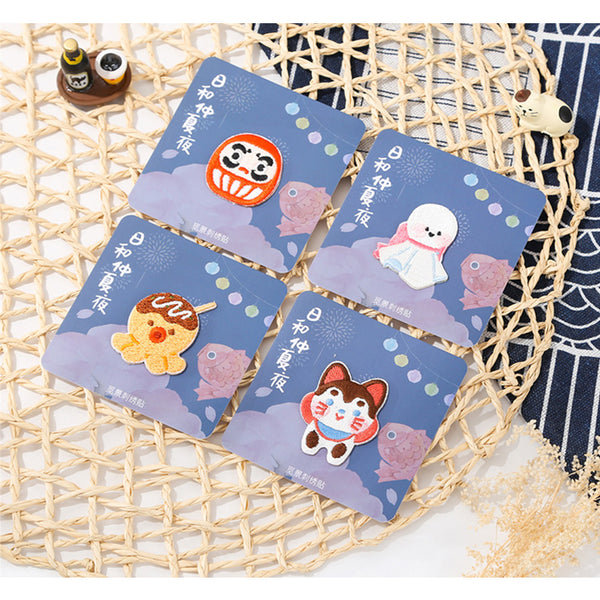 Japanese Summer Night [ Dharma ] Embroidered Sticker & Iron-On Patch