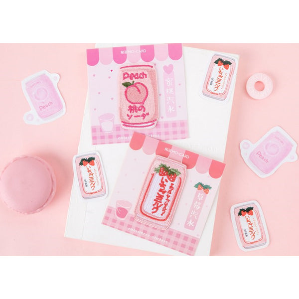 Japanese Drink [Peach Soda] Embroidered Sticker Patch
