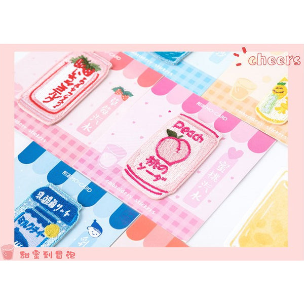 Japanese Drink [Peach Soda] Embroidered Sticker Patch