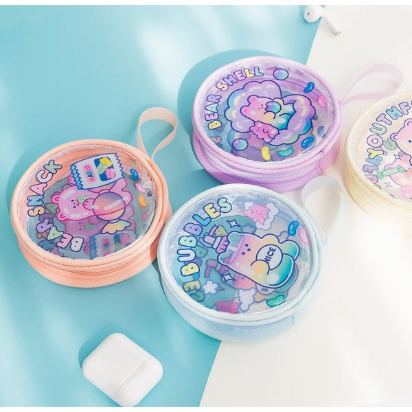 Jelly Bean Bear [Bubbles] Round Pouch By Milkjoy