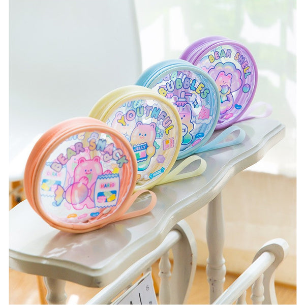 Jelly Bean Bear [Bubbles] Round Pouch By Milkjoy