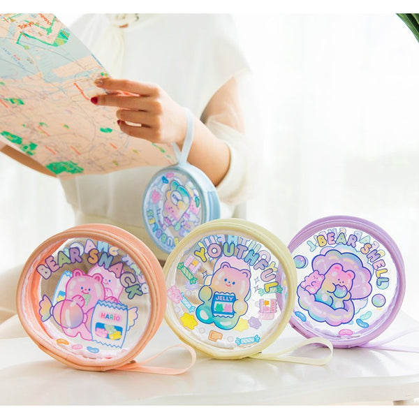 Jelly Bean Bear [Bubbles] Round Pouch By Milkjoy