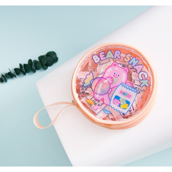 Jelly Bean Bear [Bear Snack] Round Pouch By Milkjoy