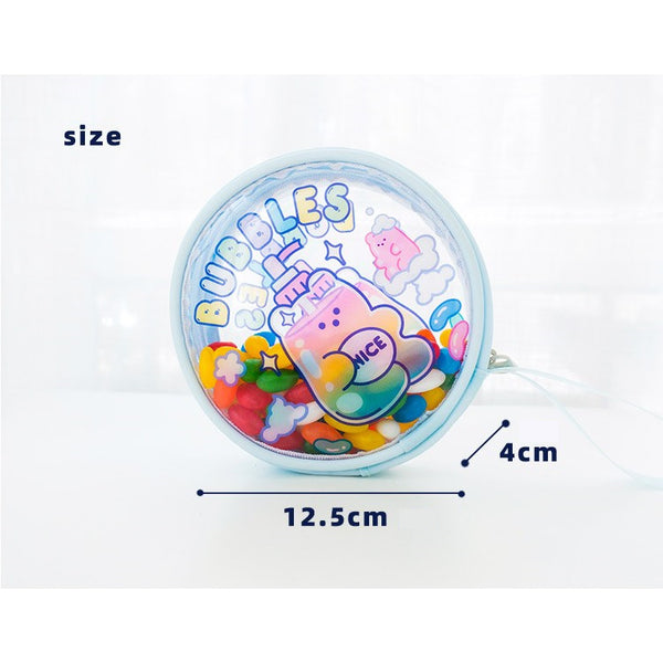 Jelly Bean Bear [Bubbles] Round Pouch By Milkjoy
