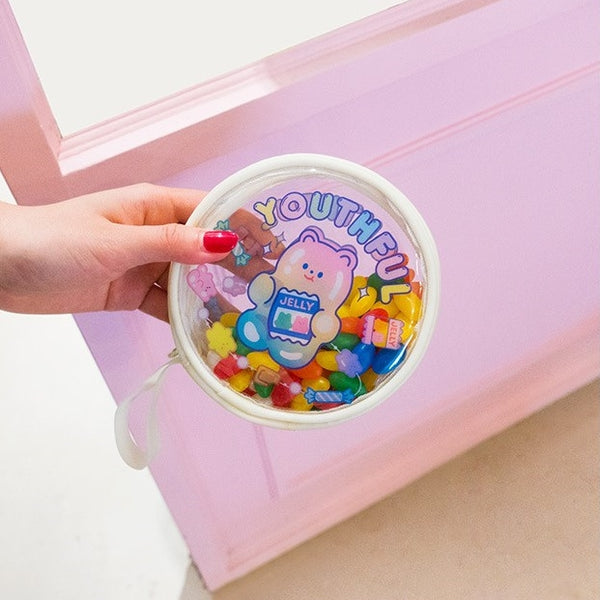 Jelly Bean Bear [Youthful] Round Pouch By Milkjoy