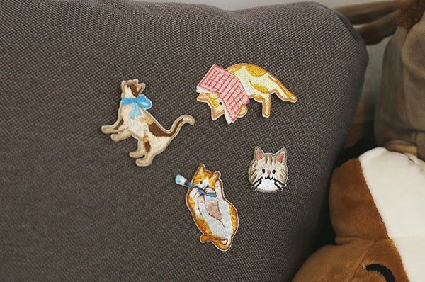 Journal Cat Embroidered Sticker & Iron-On Patch