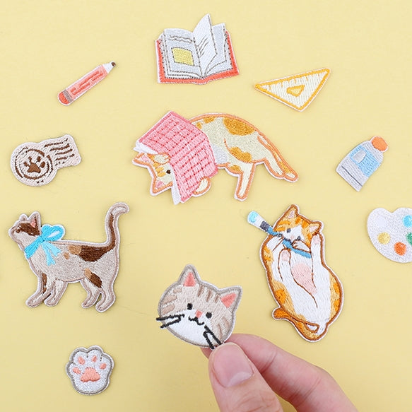 Journal Cat Embroidered Sticker & Iron-On Patch