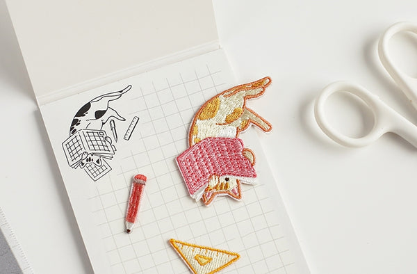 Journal Cat Super Scholar Cat Embroidered Sticker & Iron-On Patch