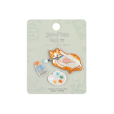 Journal Cat Painter Art Cat Embroidered Sticker & Iron-On Patch
