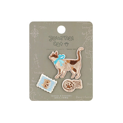 Journal Cat Travel Cat Embroidered Sticker & Iron-On Patch