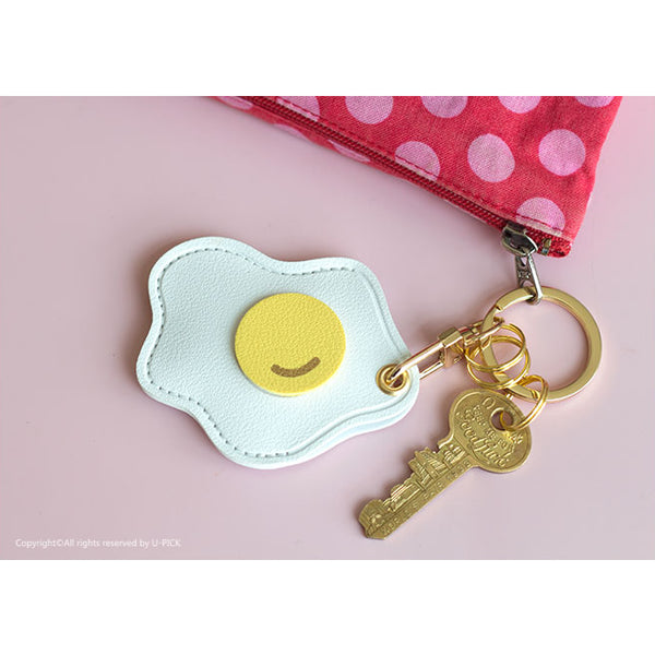 Leather Access Card Holder [ Egg ] Bag Key Chain By U-Pick
