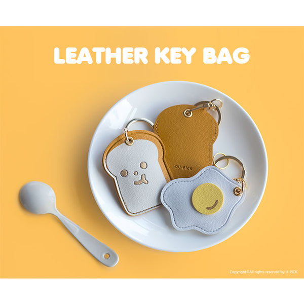 Leather Access Card Holder [ Egg ] Bag Key Chain By U-Pick