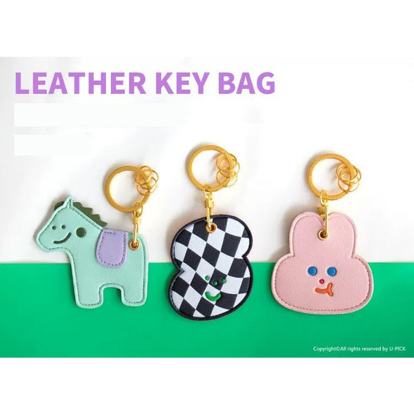 Leather Bag [ Pink Rabbit ] AirTag Key Chain By U-Pick