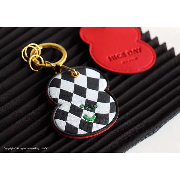 Leather Bag [ Checkerboard ] AirTag Key Chain By U-Pick