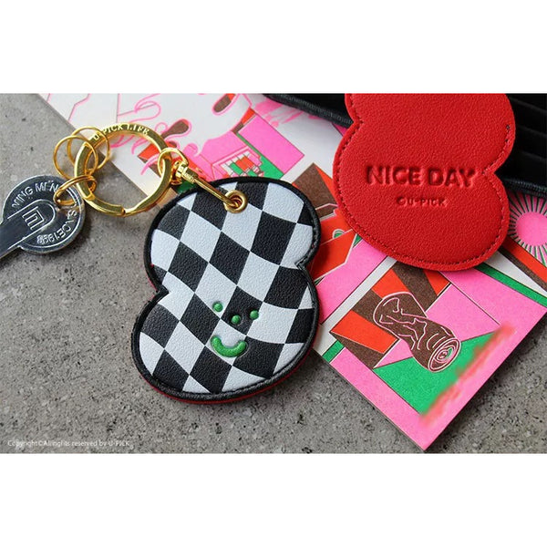 Leather Bag [ Checkerboard ] AirTag Key Chain By U-Pick