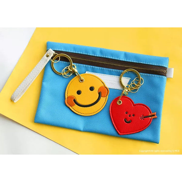 Leather Bag [ Smiley Face ] AirTag Key Chain By U-Pick