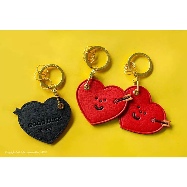 Leather Bag [ Red Heart ] AirTag Key Chain By U-Pick