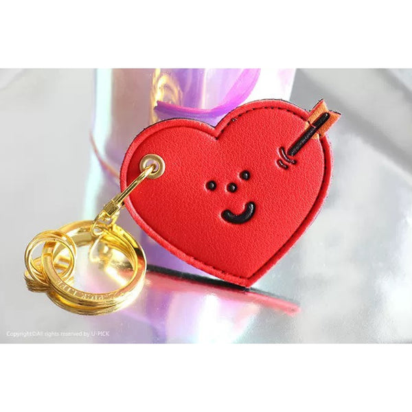 Leather Bag [ Red Heart ] AirTag Key Chain By U-Pick