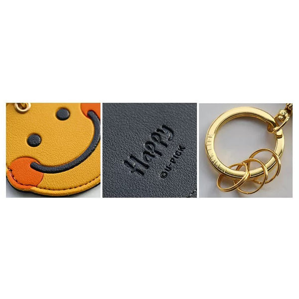 Leather Bag [ Smiley Face ] AirTag Key Chain By U-Pick
