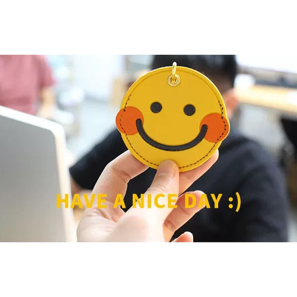Leather Bag [ Smiley Face ] AirTag Key Chain By U-Pick