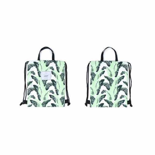 Leaves Banana Leaves Drawstring Backpack By Colourup