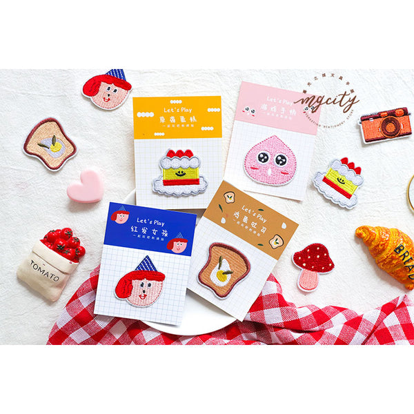 Let's Play [Egg Toast] Embroidered Sticker & Iron-On Patch
