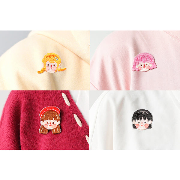 Lovely Girl [Brown Hair] Embroidered Sticker & Iron-On Patch