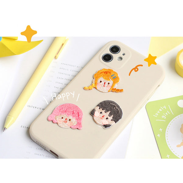 Lovely Girl [Pink Hair] Embroidered Sticker & Iron-On Patch