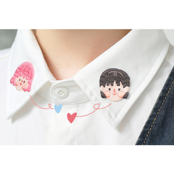 Lovely Girl [Pink Hair] Embroidered Sticker & Iron-On Patch