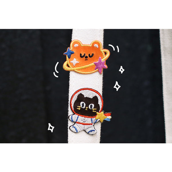 Milky Way [Orange Bear] Embroidered Sticker & Iron-On Patch