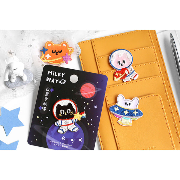 Milky Way [Black Cat] Embroidered Sticker & Iron-On Patch