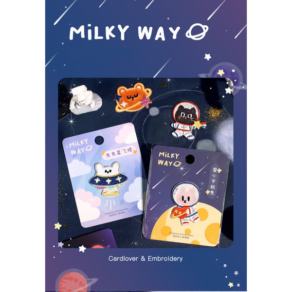 Milky Way [Black Cat] Embroidered Sticker & Iron-On Patch