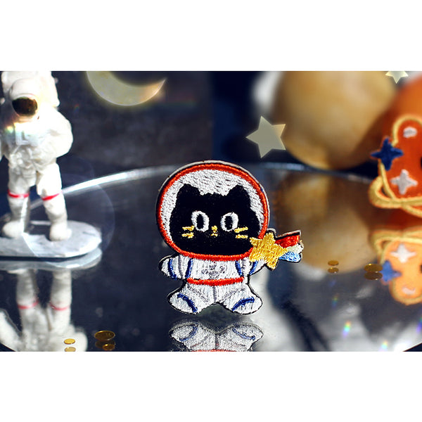 Milky Way [Black Cat] Embroidered Sticker & Iron-On Patch