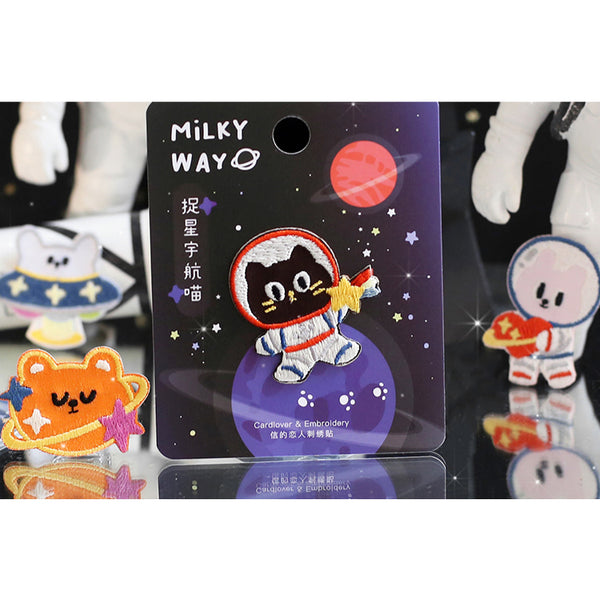 Milky Way [Black Cat] Embroidered Sticker & Iron-On Patch