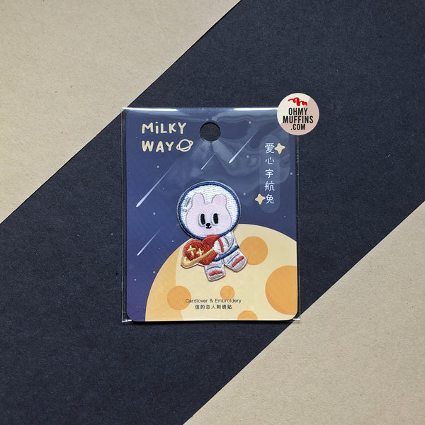 Milky Way [Pink Rabbit] Embroidered Sticker & Iron-On Patch