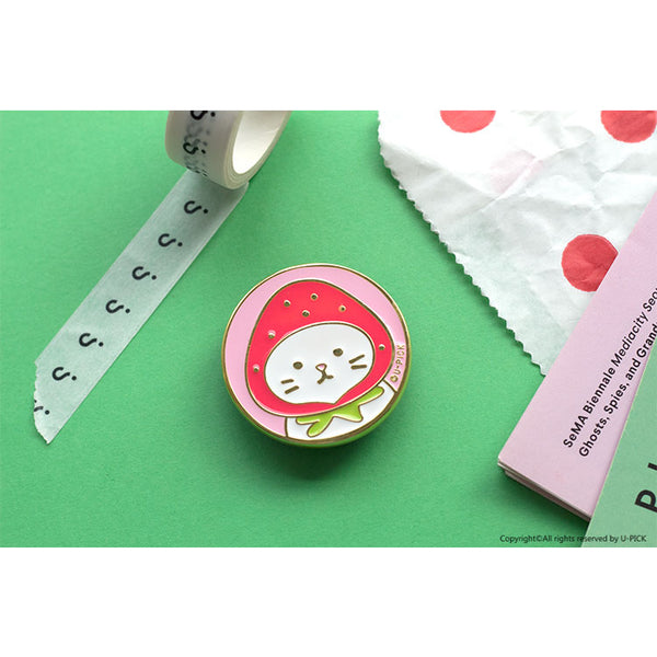 Mobile Phone Stand Ring [ Strawberry Cat ] By U-Pick