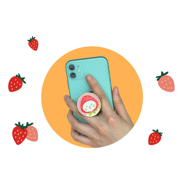 Mobile Phone Stand Ring [ Strawberry Cat ] By U-Pick