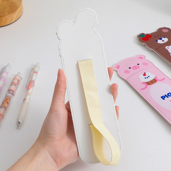 Notebook Pencil Case [ White Rabbit ] With Elastic Strap By Milkjoy