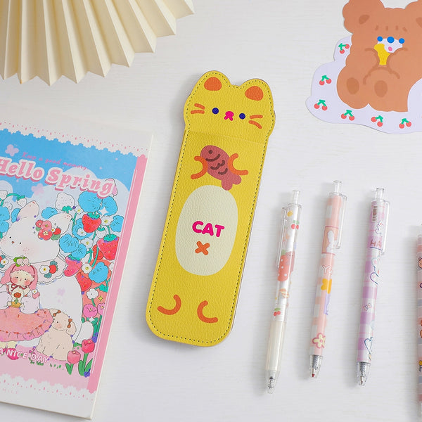 Notebook Pencil Case [ Yellow Cat ] With Elastic Strap By Milkjoy